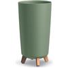 Prosperplast Gracia Tubus Slim - Vaso alto con gambe verde terra, 23,9 x 23,9 x 44,5 cm, uso interno ed esterno per giardino, terrazza e balcone