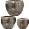 DRW Set di 3 vasi in ceramica argentata, 20 x 18-25 x 32 e 30 x 28 cm