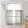 Chyhomenyc Tende velate a ripiano, 106 x 61 cm (larghezza x lunghezza), set da 2 pezzi, tende piccole con filtro della luce, tende corte per bagno, soggiorno, bar, cantina, con tasca per asta, verde