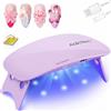 Aokitec Mini lampada UV per unghie in gel, pieghevole, USB, timer 90s/120s | Piccola lampada per unghie in gel, base e top coat, unghie press-on e nail art, ideale per casa e viaggi