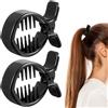 Ipetboom 2 fermagli per capelli a spina di pesce, rotondi interni, dentati, fermaglio per coda di pesce, clip per coda di cavallo, a spina di pesce, forte tensione (nero)
