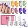 PEACECOLOR Smalto Semipermanente Unghie 4 Colori Cat Eye Gel Polish 10ML | Arancione Verde Viola Effetto Occhi di Gatto U V/Led Soak off Lunga Durata Smalto Unghie Nail Art Manicure Pedicure