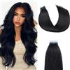 AGMITY Extension adesive invisibili, 60 cm, colore #1, colore nero | 20 extension per capelli veri Remy, 50 g, 100% Remy, senza cuciture, forte aderenza, morbide e naturali, per donne
