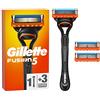 Gillette Fusion5 Rasoio Da Uomo, 1 Rasoio Gillette, 3 Ricariche Di Lame, Con Lubrastrip Per Una Rasatura Da Vicino
