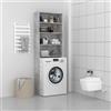KUREOVDG Armadio per lavatrice, grigio cemento, 64 x 24 x 190 cm | 4 ripiani, robusti, facili da pulire, sottili, per bagno e lavanderia