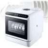 Tiuheyo Lavastoviglie da banco con serbatoio dellacqua integrato, mini lavastoviglie a doppio getto a 360° per appartamenti, dormitori, uffici e campeggio.