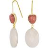 Bling Jewelry Gemma Elegante Peach Sandstone Teardrop Accent Naturale Briolette Peach Pink Rose Quartz Sfaccettato Ovale Orecchini A Goccia Per Le Donne Placcato Oro Giallo 18K Fish Hook
