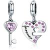 LES FOLIES DI PAOLA GRIECO Charm Cuore Chiave Dolci metà Amore Fidanzamento proposta ciondolo pendente in argento 925 - Les Folies per Pandora