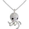 Hiqmic WA99086 - Collana con ciondolo a forma di polpo, in argento Sterling 925, placcato oro bianco, 40,6 cm