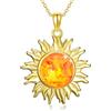 YEESIA Collana da donna in argento Sterling 925, con ciondolo a forma di sole, con ambra e sole, idea regalo per donne, 21*21, Argento sterling, Ambra