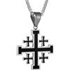 Flongo Collana da uomo in acciaio inossidabile: collana con ciondolo a croce di Gerusalemme cristiani e cattolici - regalo di compleanno uomo ragazzo, Acciaio inossidabile