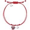Disney Bracciale Minnie Mouse per Bambina in Argento 925 con Cordino in Macramè Rosso, Braccialetto Regolabile con Pendente Minnie Smaltato e Cuoricino, Confezione Regalo, Gioielli Ufficiali