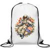 Generic Astronauta Relaxing Tra Fiori Colorati Gym Sack Casual Coulisse Bag Bianco
