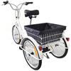 KumuJ - Triciclo da 20 pollici per adulti, 3 ruote, 8 velocità, bicicletta a 3 ruote con cestino portaoggetti, bicicletta cargo per adulti, anziani e donne, altezza regolabile (bianco)