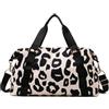 DLAYLQZG Borsa da Viaggio con Stampa Leopardata, Borsa Weekend Grande Capacità Bagaglio a Mano, Borsa Sportiva e da Notte per Viaggio di Lavoro, Palestra e Gite Fuori Porta (Nero,46x25x17cm)