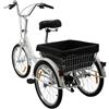 FENGLY Triciclo per adulti 20 pollici, 3 ruote a 8 marce, bici cargo con cestino regolabile in altezza, per anziani e donne (nero)