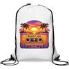 Generic Sunset Beach Scene con cassetta nastro palestra sacca casual coulisse borsa bianca