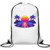 Generic Neon Sunset con palme tropicali e montagne palestra sacco casual coulisse borsa bianca