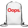 Generic Sacca da palestra con testo rosso in grassetto con messaggio Oops, borsa casual con coulisse, colore bianco