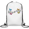 Generic Farfalle colorate svolazzanti intorno note musicali Gym Sack Casual coulisse Bag Bianco