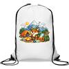 Generic Adventurous Fox Godendo Campeggio All'Aperto Palestra Sacca Casual Coulisse Bag Bianco