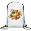 Generic Adorabile creatura circondata da pianeta anelli palestra sacca casual coulisse borsa bianca