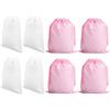 Baluue 8 Pezzi Sacchetti Portascarpe Cordino, 30x40 e 40x50 | Bianco e Rosa, Design Semplice e Capiente, Leggeri e Facili da Portare, per Viaggio e Ordine