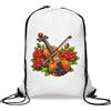 Generic Violino e archetto con rose rosse sacca da palestra casual con coulisse bianca