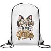 Generic Sacca da palestra con design glitterato con pelo di gatto, stile casual, con coulisse, colore bianco