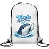 Generic Sacca da palestra con scritta Friendly Whale Greeting From Ocean Splash, stile casual, con coulisse,