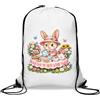 Generic Adorable Bunny Hosting a Lovely Tea Party Gym Sack Casual Drawstring Bag Bianco