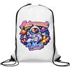 Generic Sacca da palestra colorata con simbolo della pace astronauta nello spazio borsa casual con coulisse bianca