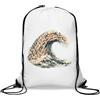 Generic Koi Fish Forming a Dynamic Ocean Wave Gym Sack Casual Drawstring Bag Bianco
