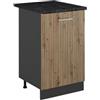 Vicco Mobiletto base cucina R-Line, Rovere artigianale/Antracite 50 cm | 1 Anta · Piano di lavoro incl. · Piedini regolabili in altezza · 1 Ripiano · ✓ Liberamente combinabile