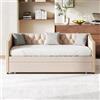 RXMORI Letto diurno estraibile con rete a doghe in legno, letto imbottito divano letto estraibile 90/180x200cm, letto singolo/matrimoniale con reti a doghe, letto multifunzione, divano letto per adulti 2