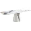 AC ANGEL CERDÁ Angel Cerdá - Tavolo da pranzo moderno Ovale in gres porcellanato bianco e acciaio bianco | Piano Fisso | Elegante e Versatile | Per 10 Posti | Resistente | 238 x 110 x 76 cm