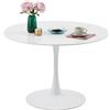 GOKHOMX Tavolo da pranzo rotondo bianco 110 cm di diametro per 4-6 persone, tavolo rotondo da pranzo bianco moderno con base in metallo per cucina, soggiorno, caffè (bianco, 110 x 110 x 73 cm)