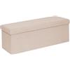Bonlife Pouf Contenitore, Portaoggetti Piccolo Baule, Poggiapiedi Pieghevole Cubo, Cassapanca, per Ingresso, Soggiorno e Camera da Letto, Beige, 110x38x38cm