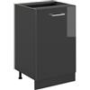 Vicco Mobiletto base cucina R-Line, Antracite lucido/Antracite 50 cm | 1 Anta · Senza piano di lavoro · Piedini regolabili in altezza · 1 Ripiano · ✓ Liberamente combinabile