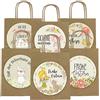 PaPIerDraCHeN 6 Sacchetti per Regali per Pasqua XXL da Decorare e da riempire a Piacere - Cestino Pasquale Creativo con 6 Sacchetti di Carta e Adesivi XXL (14 cm) - Design