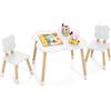 COSTWAY Tavolo e 2 Sedie per Bambini a Forma di Fiore in Legno Bianco | Set Tavolino Bambini con Gambe in Pino Solido per Disegno, Arte e Studio, 3+ Anni (Bianco)