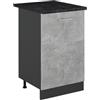 Vicco Mobiletto base cucina R-Line, Calcestruzzo/Antracite 50 cm | 1 Anta · Piano di lavoro incl. · Piedini regolabili in altezza · 1 Ripiano · ✓ Liberamente combinabile