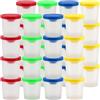 CHUENKUK 32 Bicchieri Colorati con Coperchio, 7 cm, per Pittura | CHUENKUK, Contenitori in Plastica, Chiusura Ermetica Anti-Fuoriuscite, Corpo Trasparente, 4 Tonalità per Lavaggio Pennelli