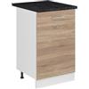 Vicco Mobiletto base cucina R-Line, Sonoma/Bianco 50 cm | 1 Anta · Piano di lavoro incl. · Piedini regolabili in altezza · 1 Ripiano · ✓ Liberamente combinabile