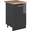 Vicco Mobiletto base cucina R-Line, Antracite lucido/Antracite 50 cm | 1 Anta · Piano di lavoro incl. · Piedini regolabili in altezza · 1 Ripiano · ✓ Liberamente combinabile