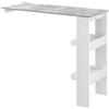 [en.casa] Tavolo Alto da Bar con 2 Ripiani Laterali Bancone a Parete da Cucina Penisola con 2 Vani Scomparti Aperti Tavolo da Muro 120 x 45 x 106 cm - Effetto Cemento/Bianco