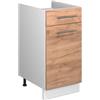 Vicco Mobile base Fame-Line, Rovere dorato, 40 cm | Guide metalliche a estrazione totale · Senza piano di lavoro · Piedini regolabili in altezza · Maniglie in metallo
