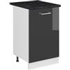 Vicco Mobiletto base cucina R-Line, Antracite lucido/Bianco 50 cm | 1 Anta · Piano di lavoro incl. · Piedini regolabili in altezza · 1 Ripiano · ✓ Liberamente combinabile