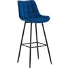 CLP Sgabello da bar Dartford I Sgabello da bar imbottito I Sgabello da banco con struttura in metallo e schienale Colore:blu;Materiale:Velluto