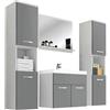 Slavia Maison Set Mobili Bagno Montreal XL con Lavabo Grigio Lucido | Mobile Sospeso Pannello Laminato 15mm Maniglie Metallo Satinato Bordo ABS